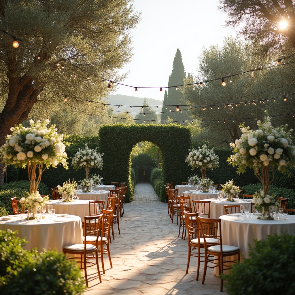 Cerimonia informale in giardino con tavoli decorati